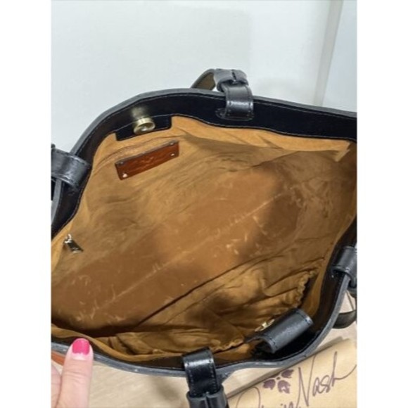 Patricia Nash Tote Bag Danville Colorblock Black British Tan Leather NEW - Picture 9 of 14